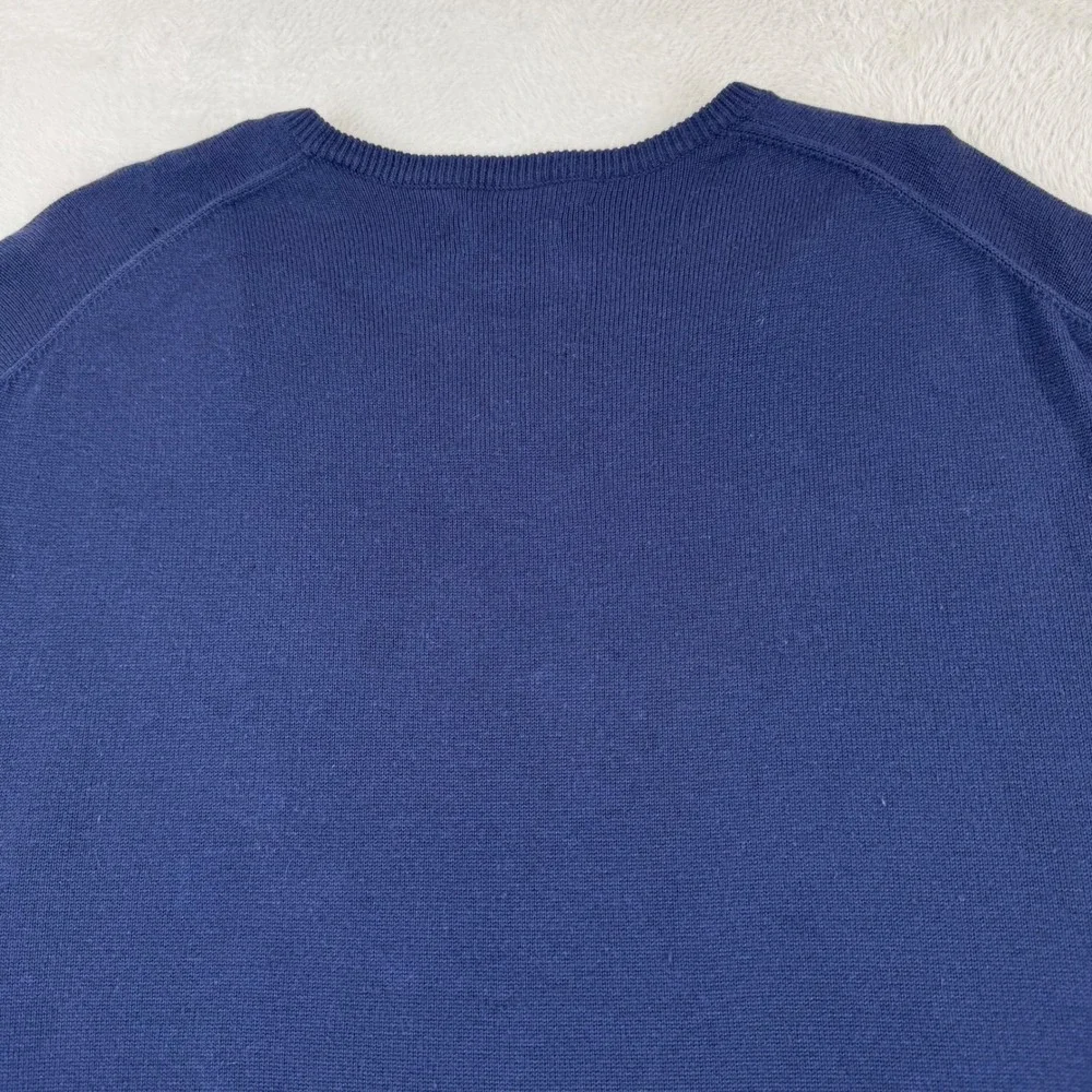 Peter Millar V-Neck Sweater Men Large Blue Silk Cotton Cashmere Luxury Old Money
